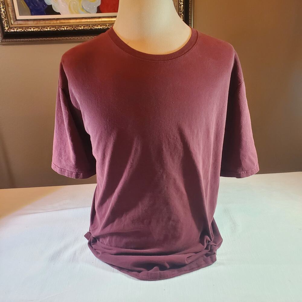 BCG Mens Burgundy Short Sleeve T-Shirt Size 4XL Crew Neck | Some Discoloration